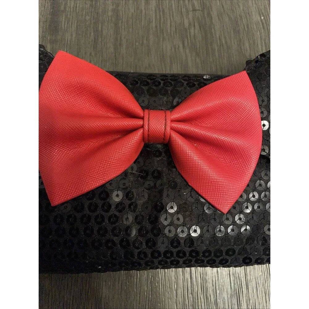 Loungefly x Disney Sequined Minnie Mouse Ears - Red Leather Bow - Wallet